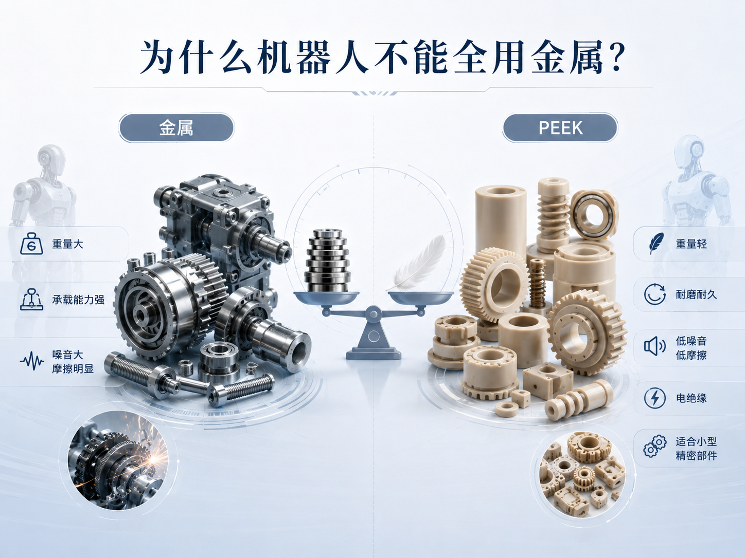 金属与PEEK类材料应用差异示意